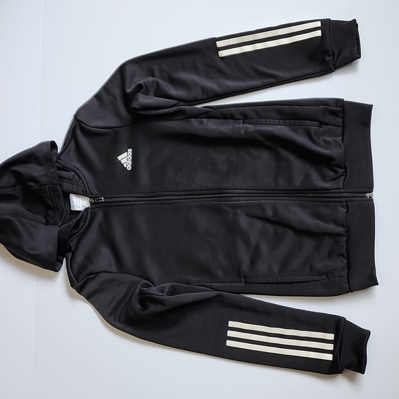 Adidas Kids Essential Black 3 Stripe Tracksuit Top - Picture 1 of 8